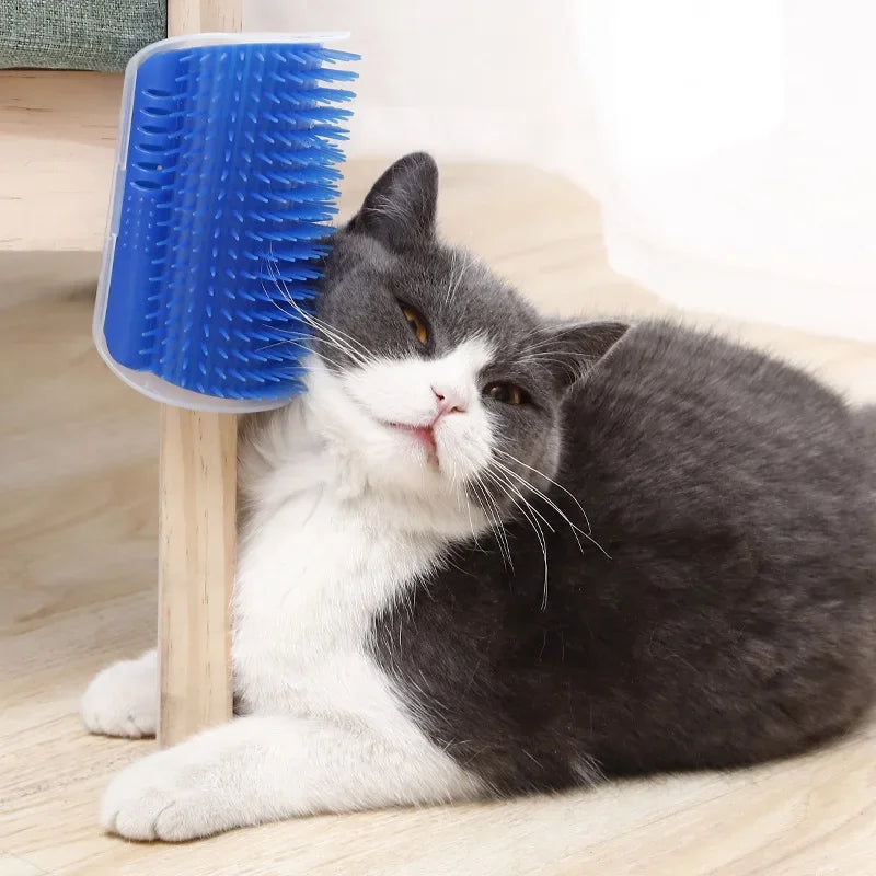 Pente de Canto para Gatos de Fixação na Parede, Escova Ergonômica Massageadora e Removedora de Pelos para Pets, Otimização de Espaço, Brinquedo de Coçar para Gatinhos de Interior e Fácil Instalação