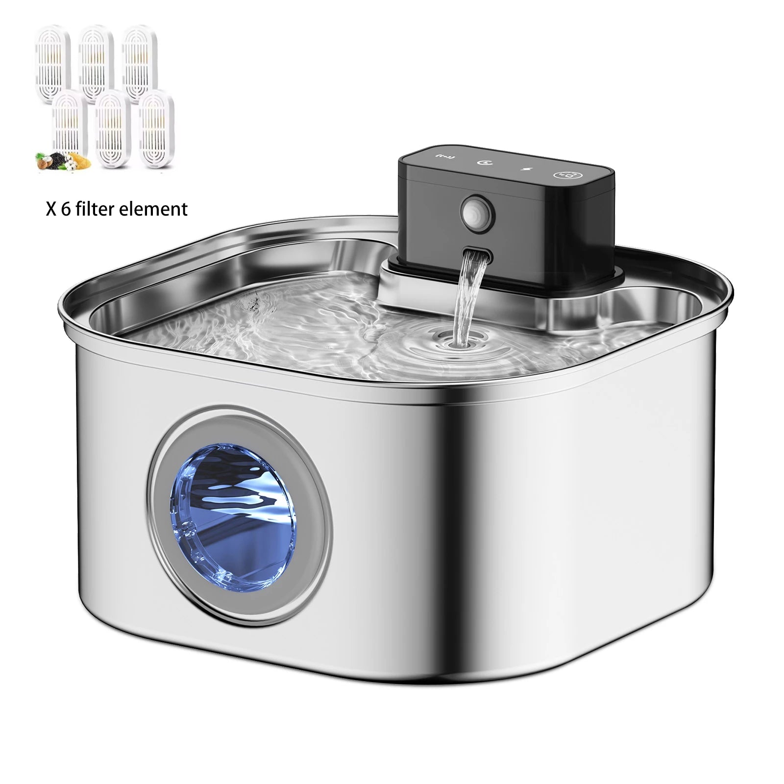 Fonte de Água Automática em Aço Inoxidável para Gatos de 3,2L, Bebedouro Sem Fio para Pets com Bateria de 4000mAh e Sensor, Dispensador 2 em 1