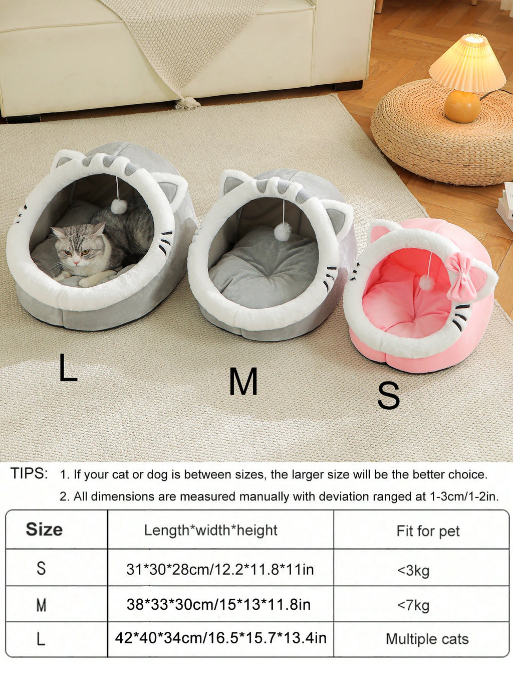 Cama para Gatos Fofa e Macia, Super Confortável para Sono Profundo, Tenda para Animais de Estimação, Ninho Aconchegante, Tapete para Cães Pequenos