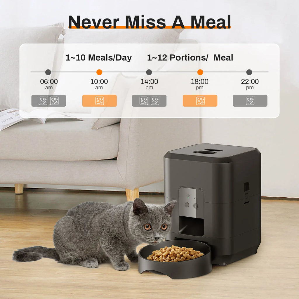 Alimentador inteligente para animais de estimação, alimentador automático para gatos, máquina de comida lenta para cães com temporizador quantitativo automático, dispensador de comida para gatos, tigela para cães e gat