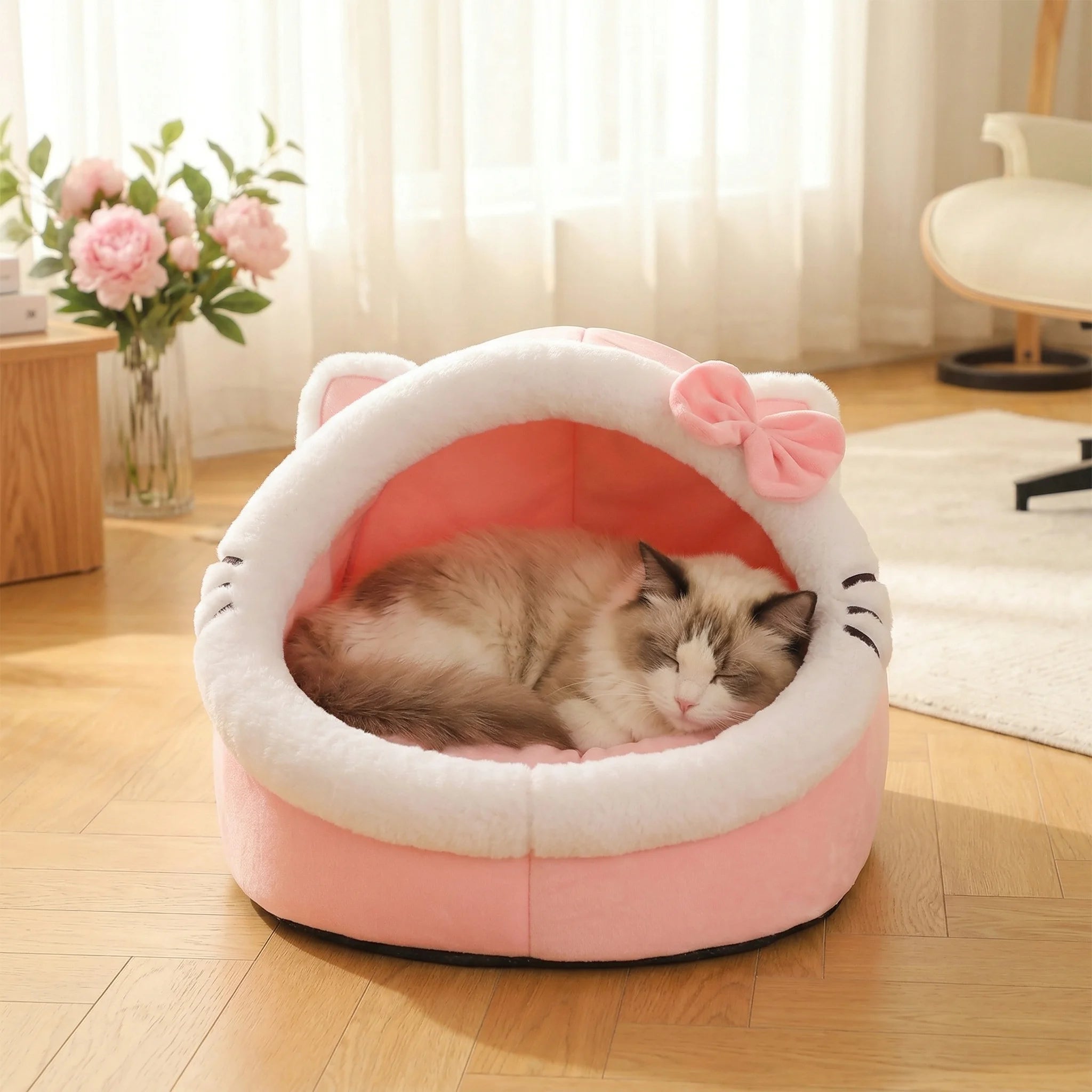 Cama para Gatos Fofa e Macia, Super Confortável para Sono Profundo, Tenda para Animais de Estimação, Ninho Aconchegante, Tapete para Cães Pequenos