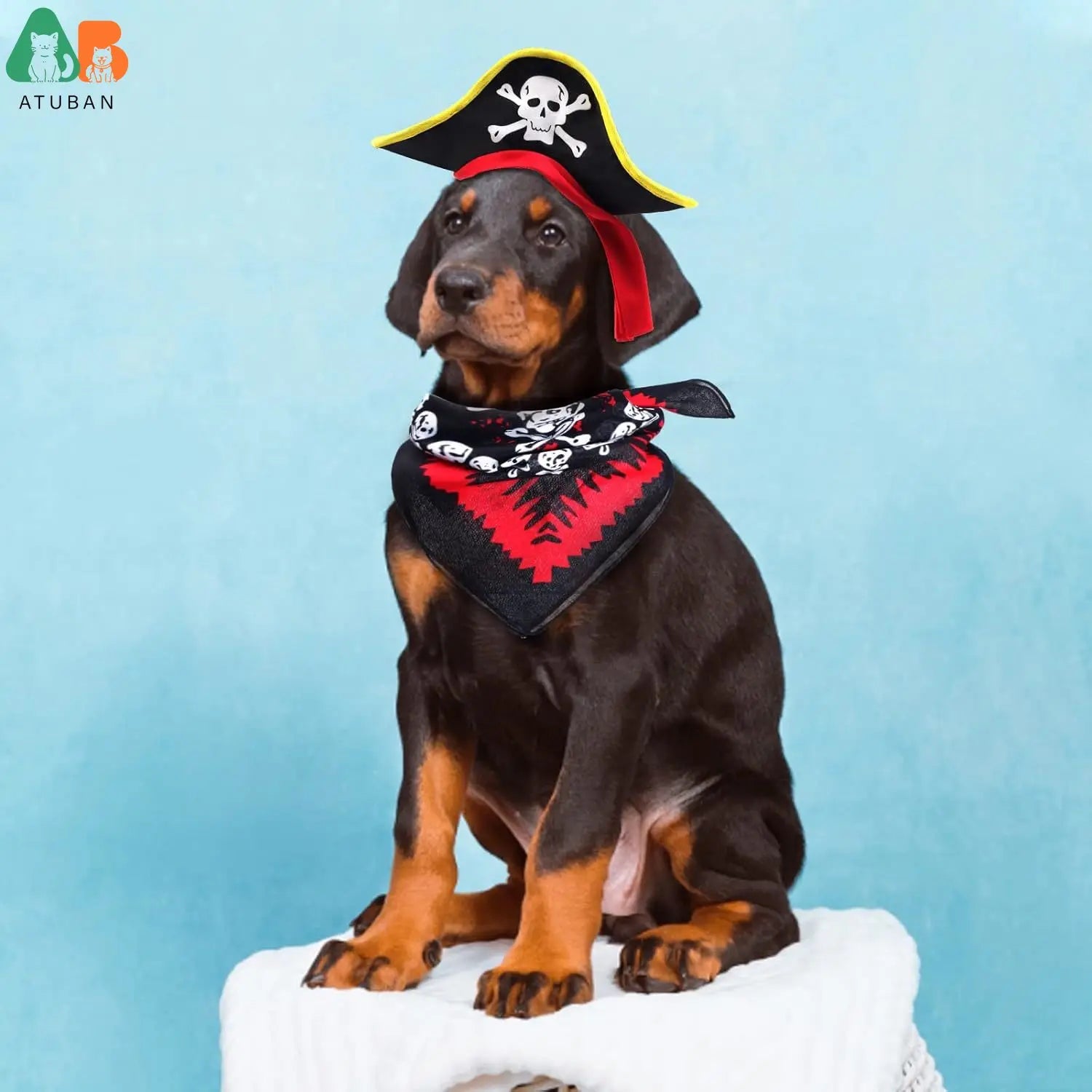 Atuban crânio impressão animal de estimação chapéu pirata com crânio pirata bandana cão gato capitão boné halloween pirata cosplay traje festa de halloween