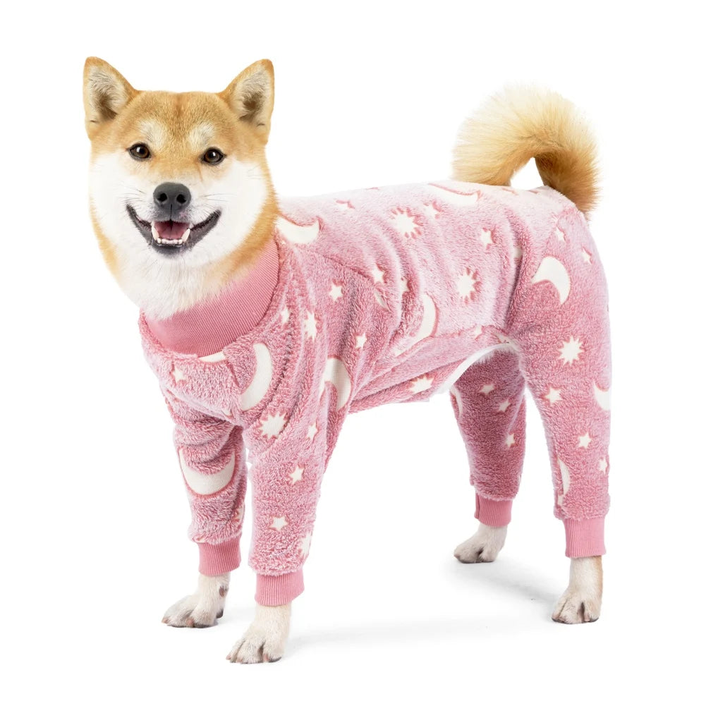 Pijama de flanela médio e grande para cães, roupas de inverno para animais de estimação, fantasia quente para cães