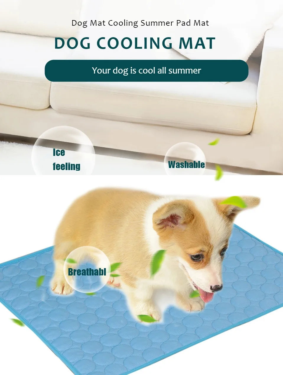 Tapete Gelado de Resfriamento para Cães, Cama Fria de Verão para Pets, Extra Grande para Cães Pequenos e Grandes, Acessórios para Pets, Manta Durável para Gatos, Sofá e Almofada Térmica Estilo Gelo