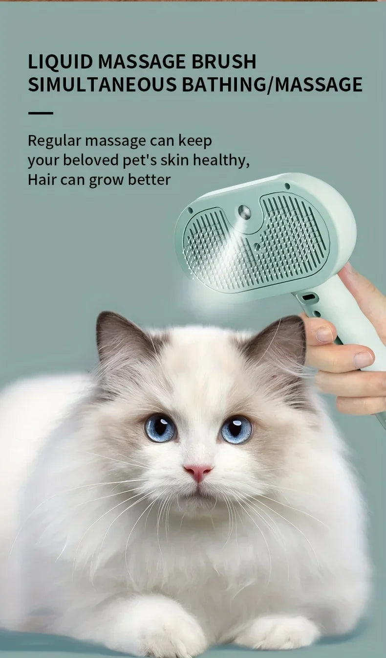 Pet spray pente de cabelo profissional alisador de cabelo elétrico escova para gato pet massagem pente escova de vapor para cuidados com o cabelo