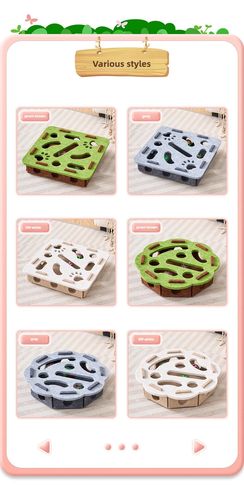 Cat Toy Bell Balls Dig Hole Funny Box Felt Maze Hole Interactive Cats Game Self-Exciting Tool Kitten Pet Cat Puzzle Teasing Cat