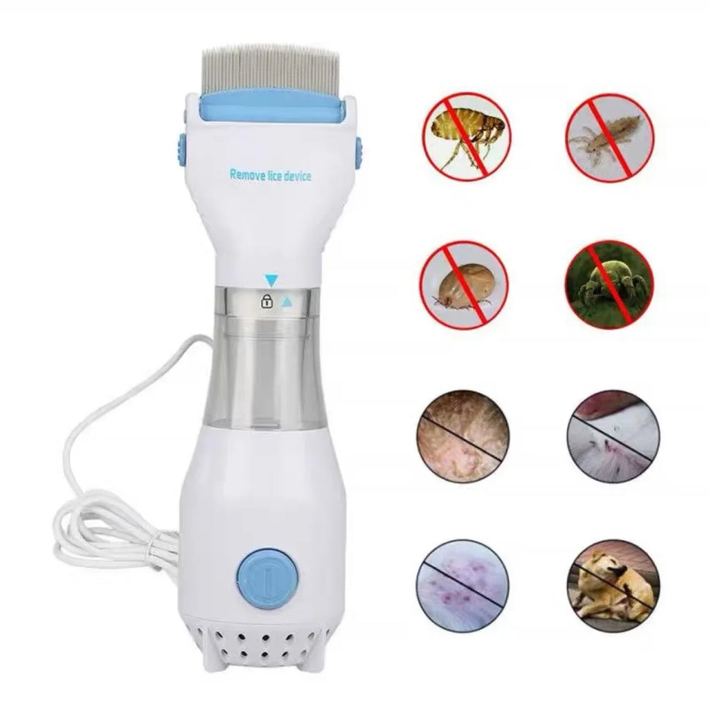 Escova Elétrica Multifuncional para Remoção de Pulgas e Piolhos de Animais de Estimação - Removedor de Pelos para Cães e Gatos