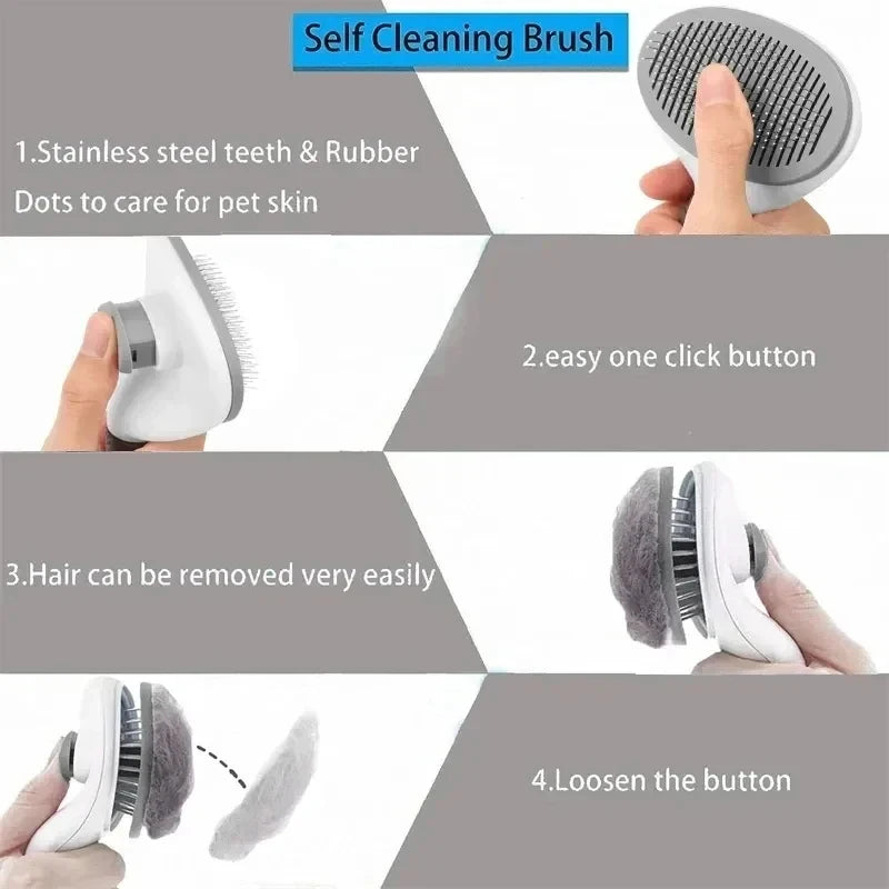 Escova para Cães e Gatos, Pente Limpador Automático de Pelos para Cães e Gatos, Ferramentas de Tosa, Pente Tira-Nós e Acessórios para Pets