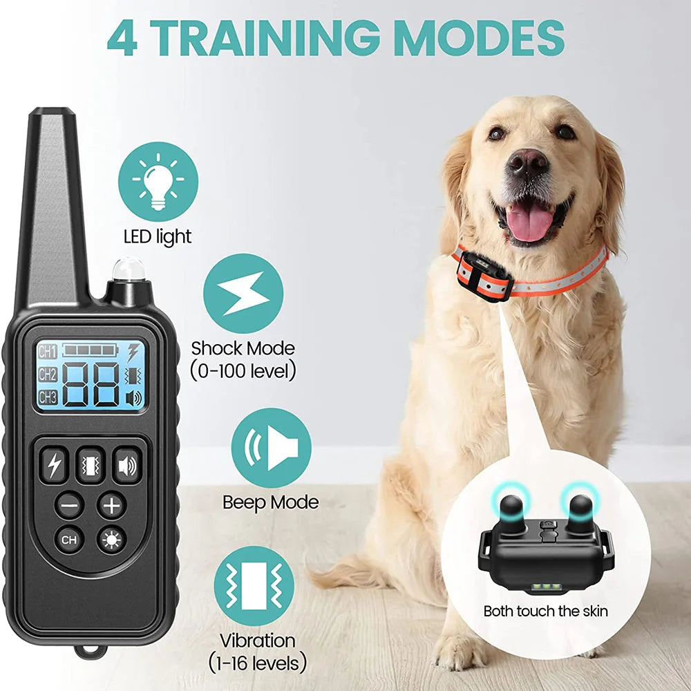 Recarregável, Anti-latido, Vibração de choque, Todos os cães, Pet, Coleira elétrica do treinamento do cão com Clicker