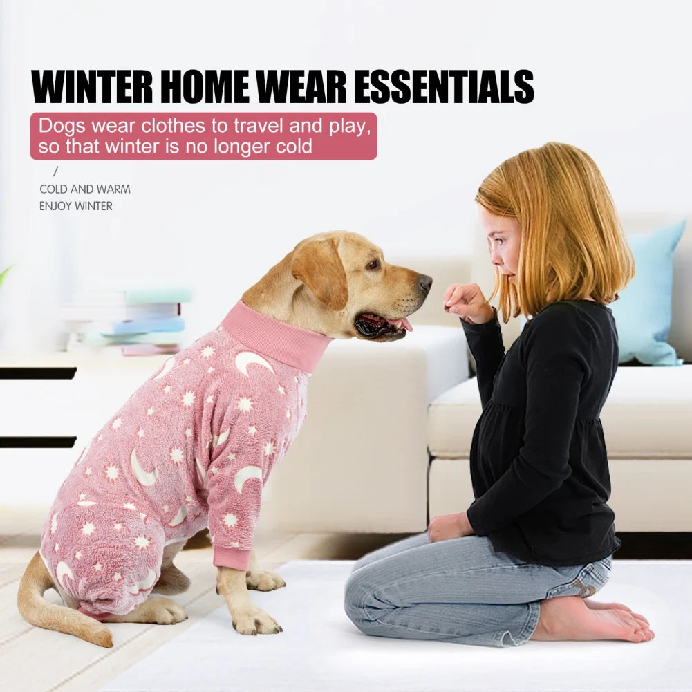 Pijama de flanela médio e grande para cães, roupas de inverno para animais de estimação, fantasia quente para cães