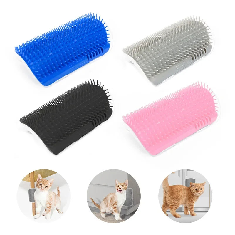 Pente de Canto para Gatos de Fixação na Parede, Escova Ergonômica Massageadora e Removedora de Pelos para Pets, Otimização de Espaço, Brinquedo de Coçar para Gatinhos de Interior e Fácil Instalação