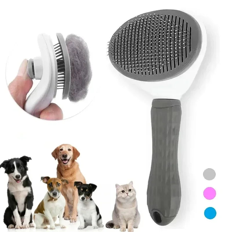 Escova para Cães e Gatos, Pente Limpador Automático de Pelos para Cães e Gatos, Ferramentas de Tosa, Pente Tira-Nós e Acessórios para Pets