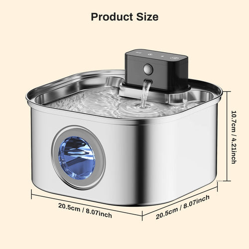 Bebedouro Automático em Inox com Sensor de Presença e Bateria de Longa Duração.