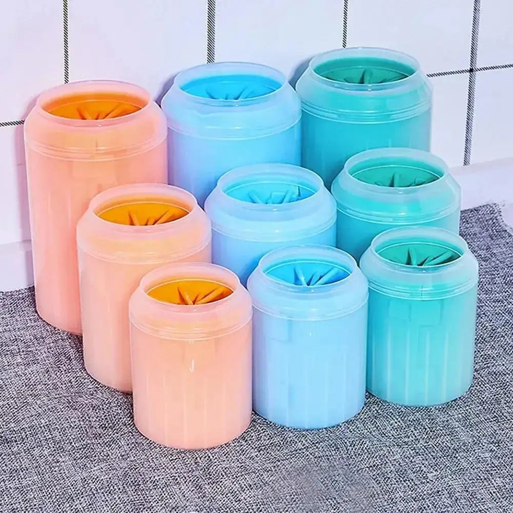 Escova de Limpeza de Patas de Animais de Estimação em Silicone Macio, Portátil, com Balde/Copo para Lavagem de Patas de Cães