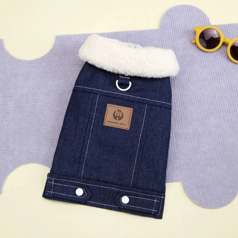 Moda denim cão para baixo jaqueta quente macio roupas para cães de estimação inverno filhote de cachorro casaco engrossado gato colete casaco yorkshire vestuário para animais de estimação