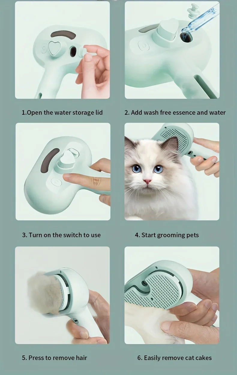 Pet spray pente de cabelo profissional alisador de cabelo elétrico escova para gato pet massagem pente escova de vapor para cuidados com o cabelo