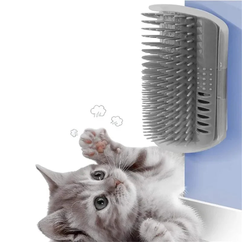 Pente de Canto para Gatos de Fixação na Parede, Escova Ergonômica Massageadora e Removedora de Pelos para Pets, Otimização de Espaço, Brinquedo de Coçar para Gatinhos de Interior e Fácil Instalação