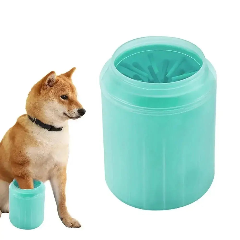 Escova de Limpeza de Patas de Animais de Estimação em Silicone Macio, Portátil, com Balde/Copo para Lavagem de Patas de Cães