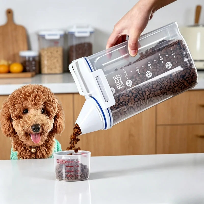 Container de Armazenamento de Ração para Animais de Estimação Premium, Grande Capacidade e Fácil de Limpar, Design Durável e Estiloso para Cães e Gatos