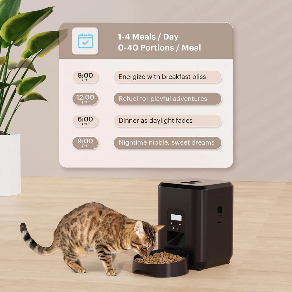 Alimentador inteligente para animais de estimação, alimentador automático para gatos, máquina de comida lenta para cães com temporizador quantitativo automático, dispensador de comida para gatos, tigela para cães e gat