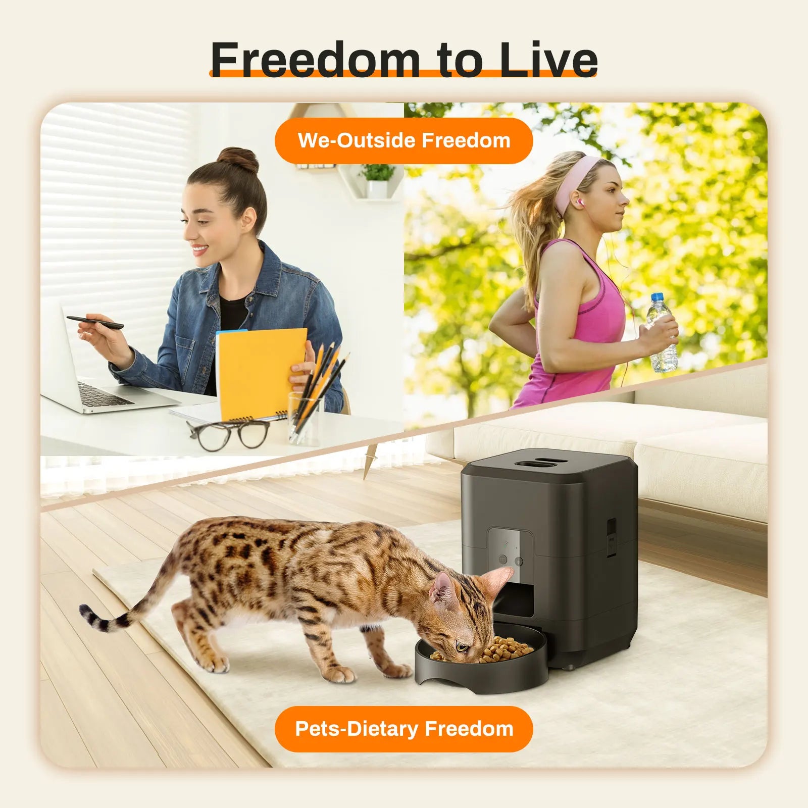 Alimentador inteligente para animais de estimação, alimentador automático para gatos, máquina de comida lenta para cães com temporizador quantitativo automático, dispensador de comida para gatos, tigela para cães e gat