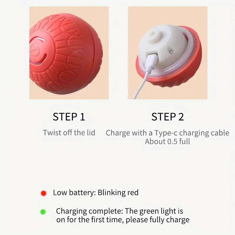 Bola de Brinquedo Inteligente para Cães, Interativa Automática, Eletrônica, Recarregável via USB, que Rola e Salta, para Filhotes a Cães Grandes, Brinquedo de Mastigar