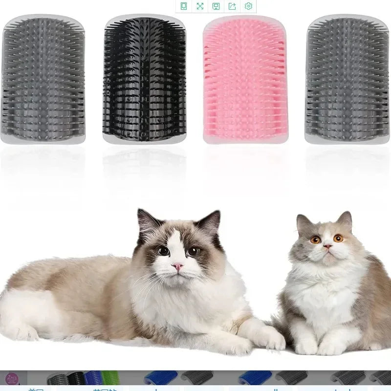 Pente de Canto para Gatos de Fixação na Parede, Escova Ergonômica Massageadora e Removedora de Pelos para Pets, Otimização de Espaço, Brinquedo de Coçar para Gatinhos de Interior e Fácil Instalação
