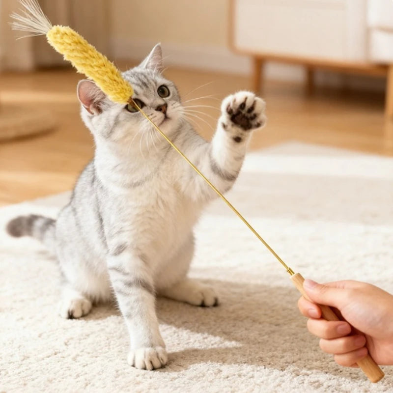 Brinquedo para Gato com Varinha de Estímulo Natural, Resistente a Mordidas, com Sino, Brinquedo para Gato Filhote, Acessórios para Limpeza dos Dentes do Gato