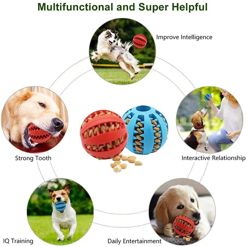 Bola de Brinquedo para Cães, Bola Resistente a Mordidas e Atóxica para Cães, Filhotes e Gatos, Brinquedo Comedouro Interativo para Pet, Dispensador de Petiscos, Mordedor e Bola de Limpeza de Dentes
