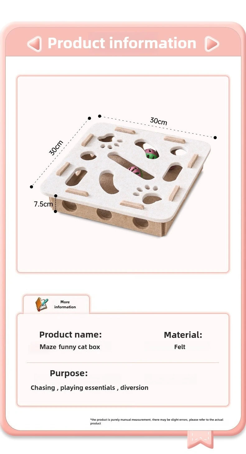 Cat Toy Bell Balls Dig Hole Funny Box Felt Maze Hole Interactive Cats Game Self-Exciting Tool Kitten Pet Cat Puzzle Teasing Cat