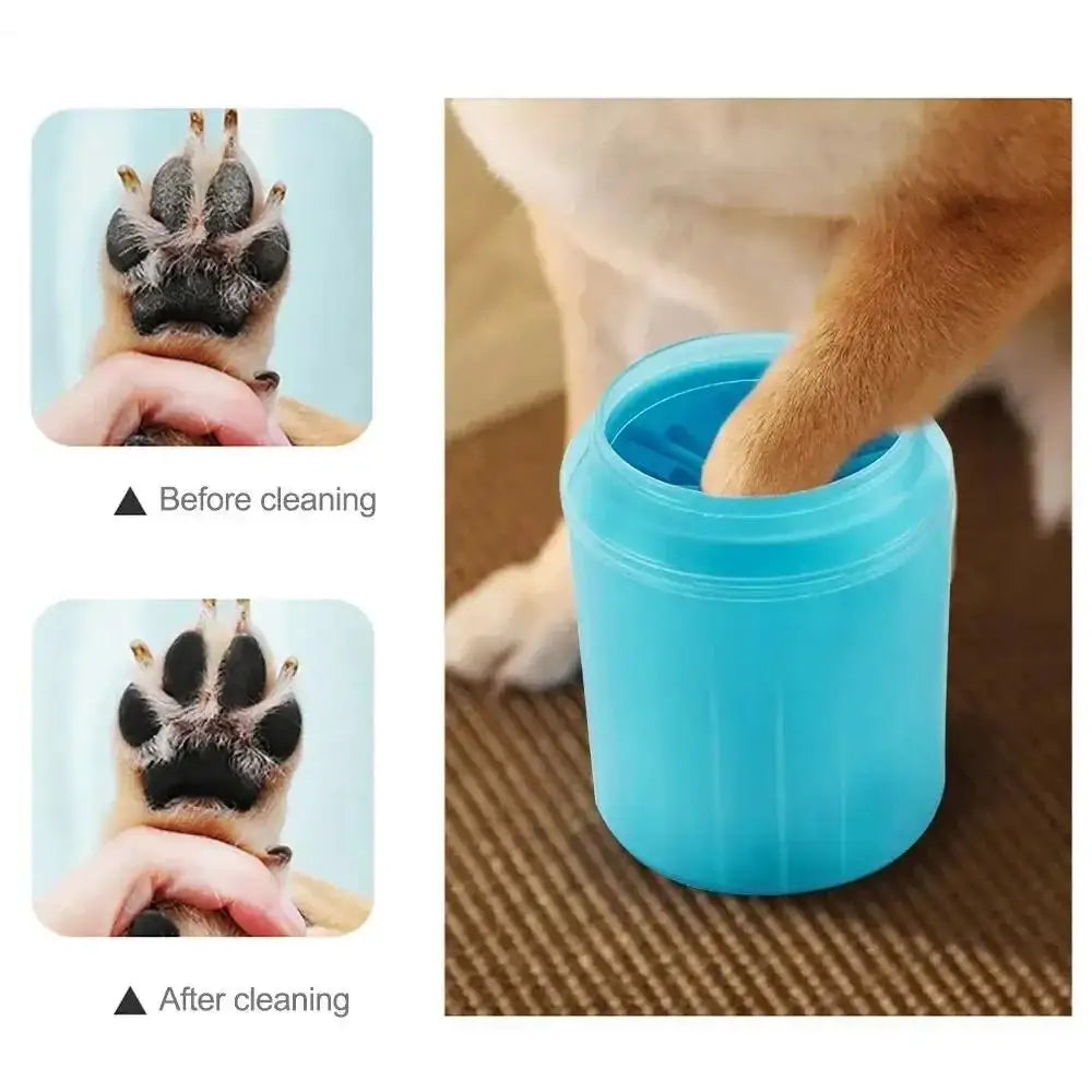 Escova de Limpeza de Patas de Animais de Estimação em Silicone Macio, Portátil, com Balde/Copo para Lavagem de Patas de Cães