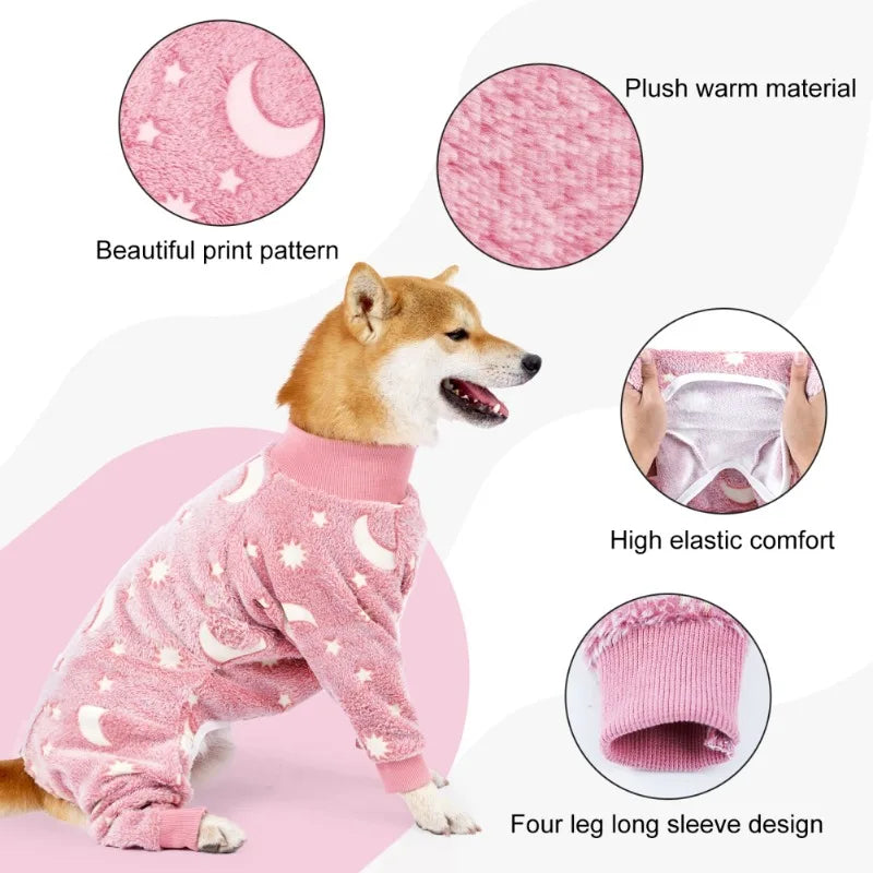 Pijama de flanela médio e grande para cães, roupas de inverno para animais de estimação, fantasia quente para cães
