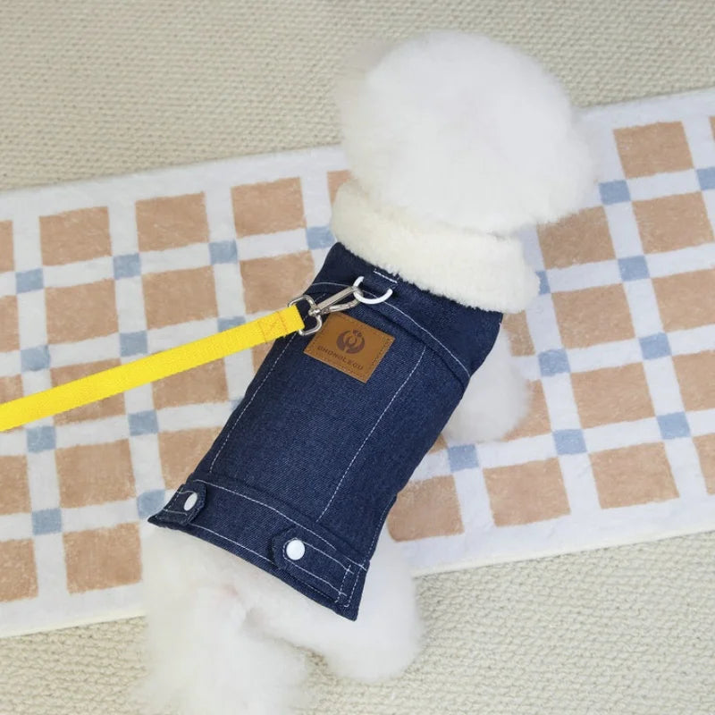Moda denim cão para baixo jaqueta quente macio roupas para cães de estimação inverno filhote de cachorro casaco engrossado gato colete casaco yorkshire vestuário para animais de estimação