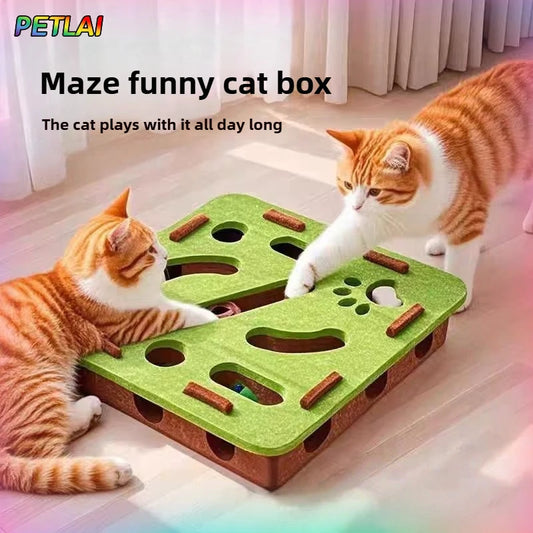 Brinquedo interativo em feltro para gatos com bolas e guizo