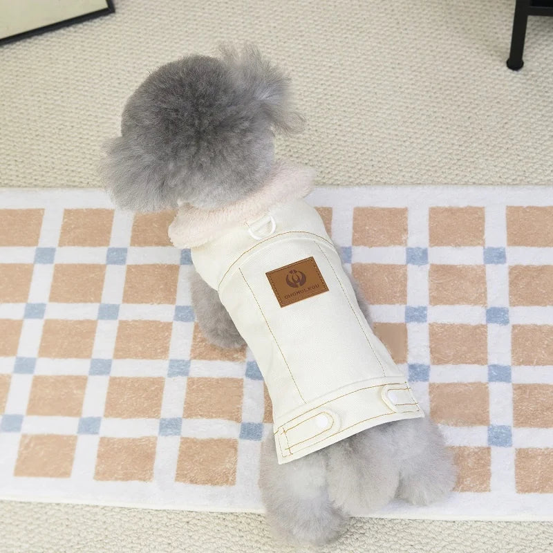 Moda denim cão para baixo jaqueta quente macio roupas para cães de estimação inverno filhote de cachorro casaco engrossado gato colete casaco yorkshire vestuário para animais de estimação