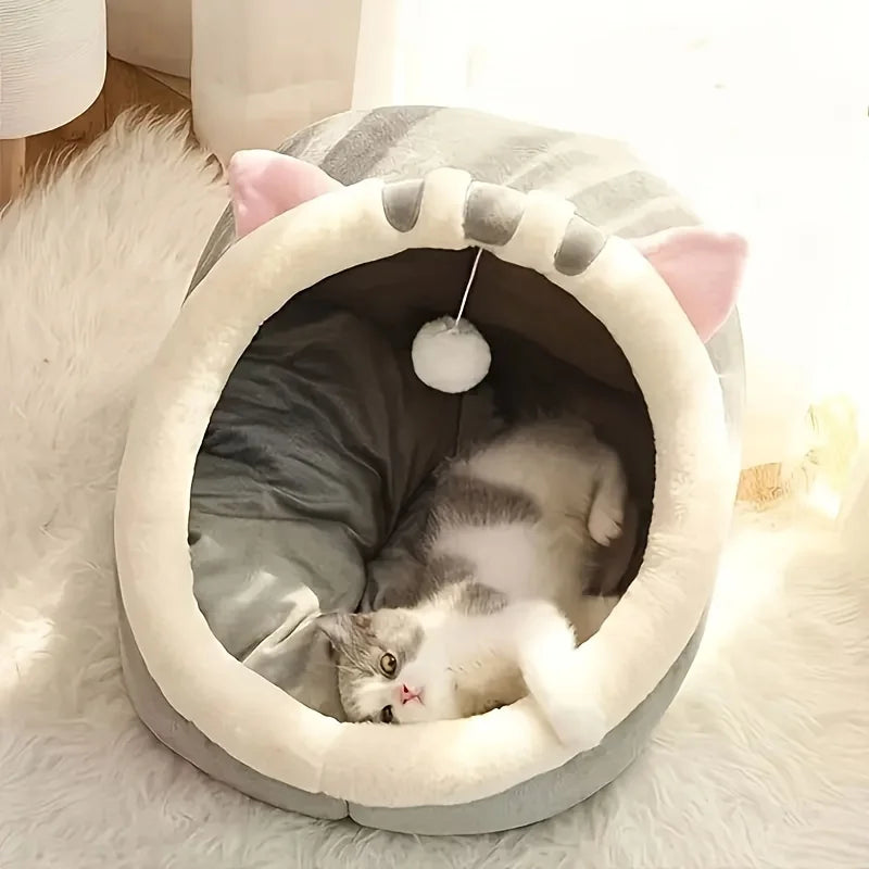 Cama para Gatos Fofa e Macia, Super Confortável para Sono Profundo, Tenda para Animais de Estimação, Ninho Aconchegante, Tapete para Cães Pequenos